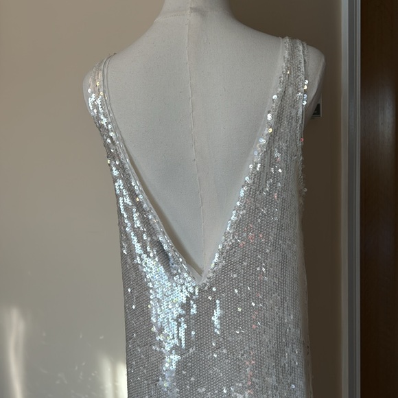 ZARA white sequins midi dress size extra small - Picture 14 of 16